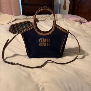 Navy and Brown Shoulder Bag